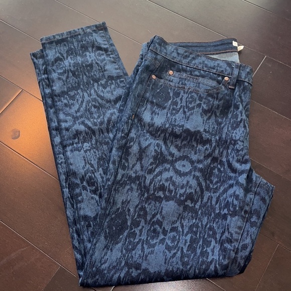 Eileen Fisher Ikat Skinny Jeans Size 14 Dark Wash Batik Damask Stretch denim - Picture 3 of 7